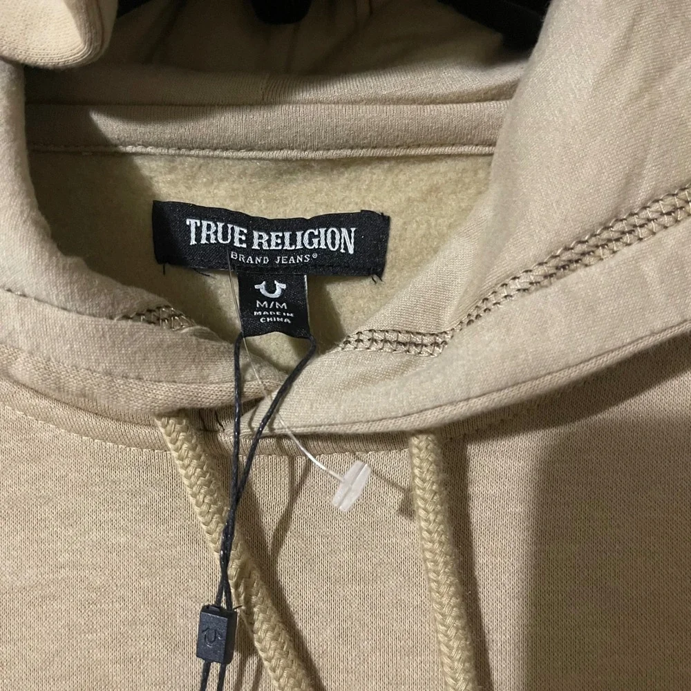 True Religion Mens Travertine Tan Buddha Graphic Pullover Hoodie Medium New‎